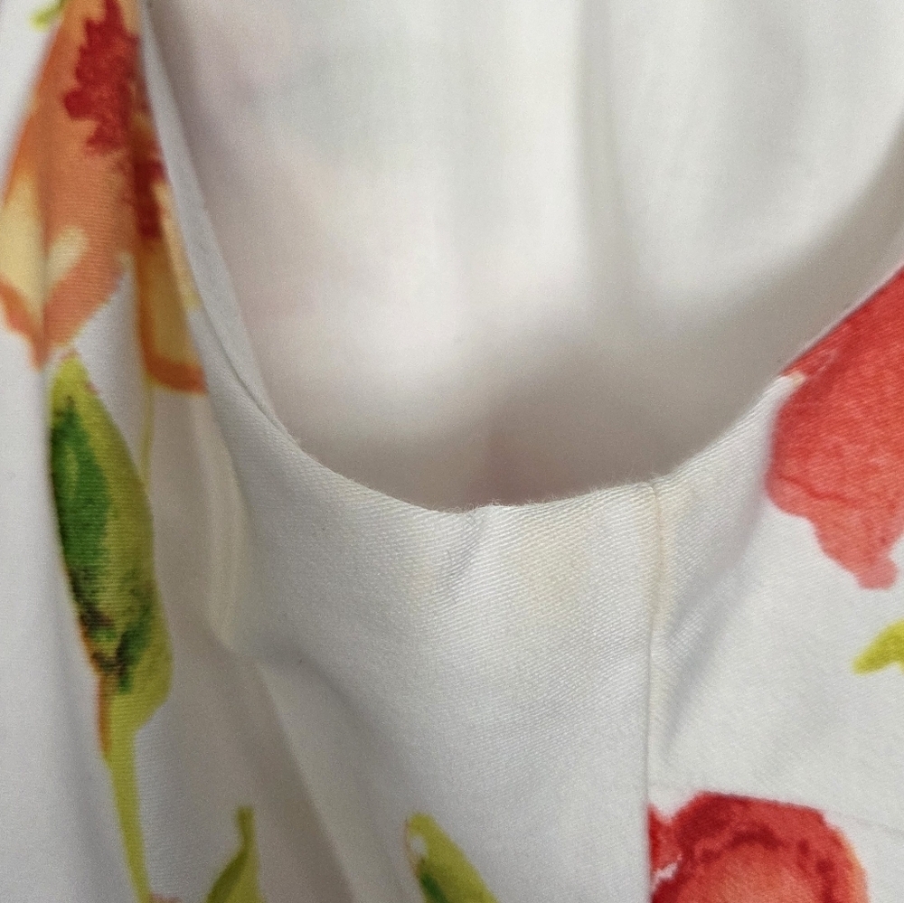 Ralph Lauren Sleeveless Dress - White with Red and Orange Floral Accents - Picture 9 of 9
